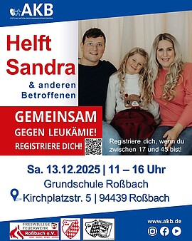 Banner Registrierungsaktion „Helft Sandra!“