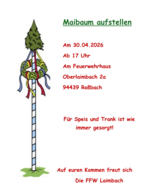 Logo Maibaum aufstellen. Bei der FFW Laimbach